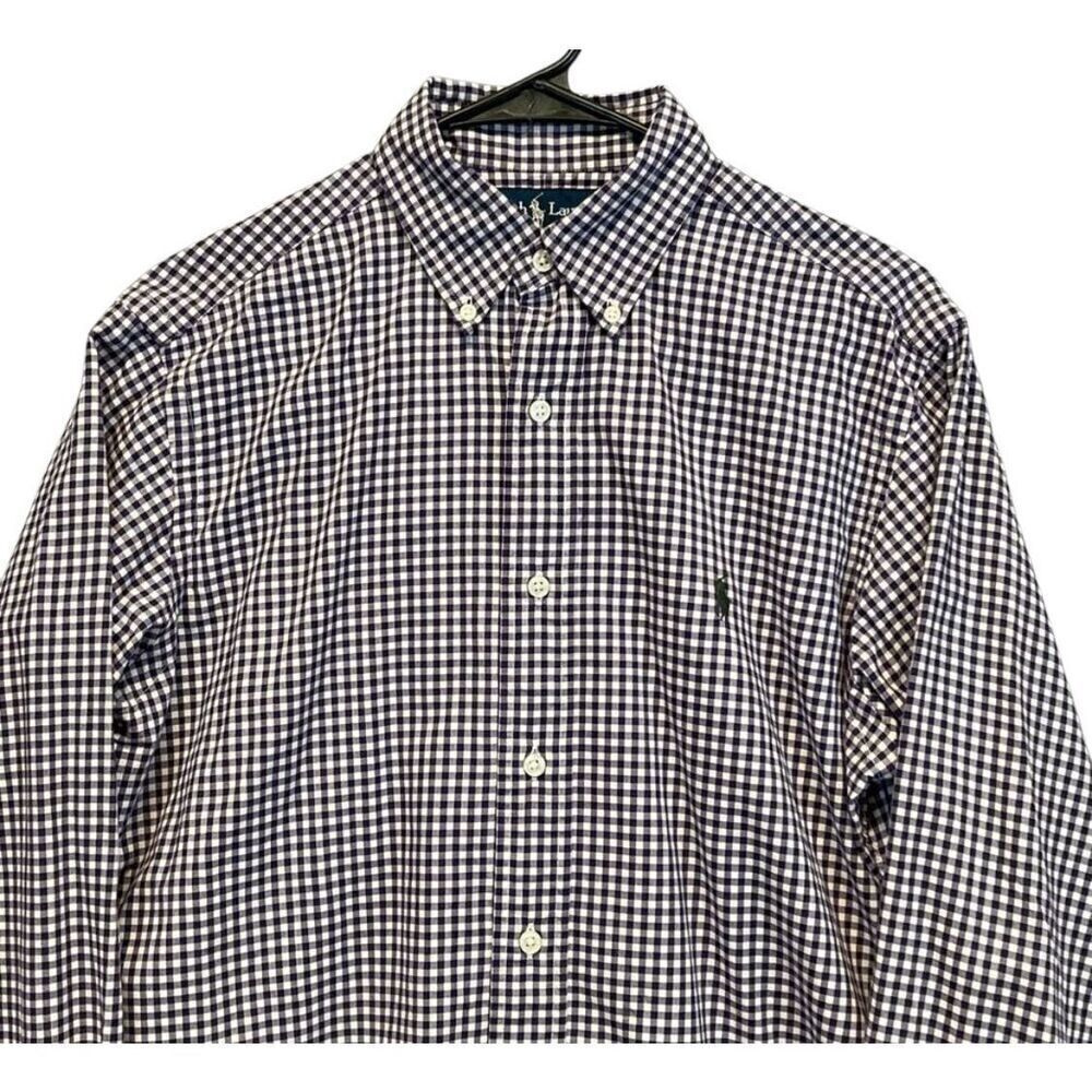 POLO RALPH LAUREN Shirt Men's Small Purple White Plaid Classic Fit Button Down